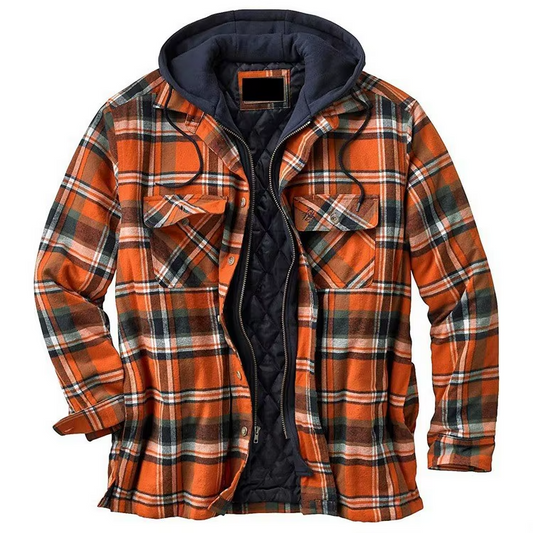 Autumn Forge Quilted Plaid Hooded Jacket