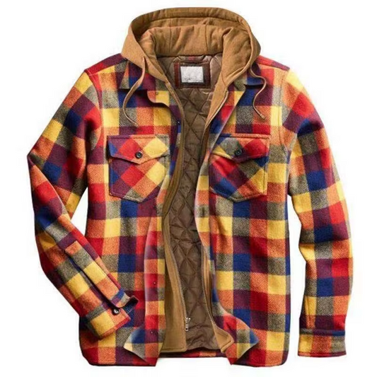 Harvest Blaze Quilted Plaid Hooded Jacket