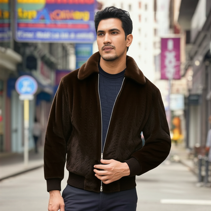 Royal Brown Plush Texture Jacket
