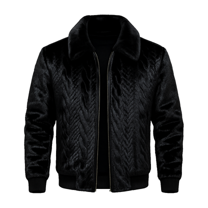 Midnight Black Plush Texture Jacket