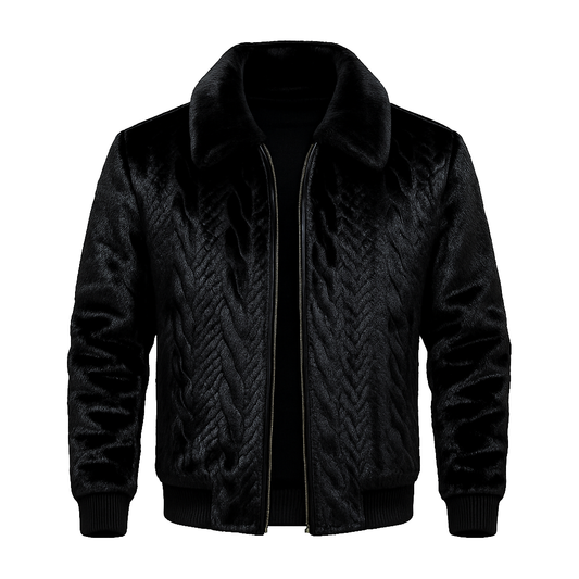 Midnight Black Plush Texture Jacket