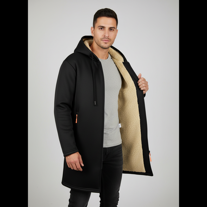 Midnight Heather Sherpa-Lined Hooded Coat