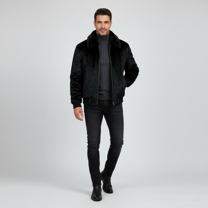 Midnight Black Plush Texture Jacket