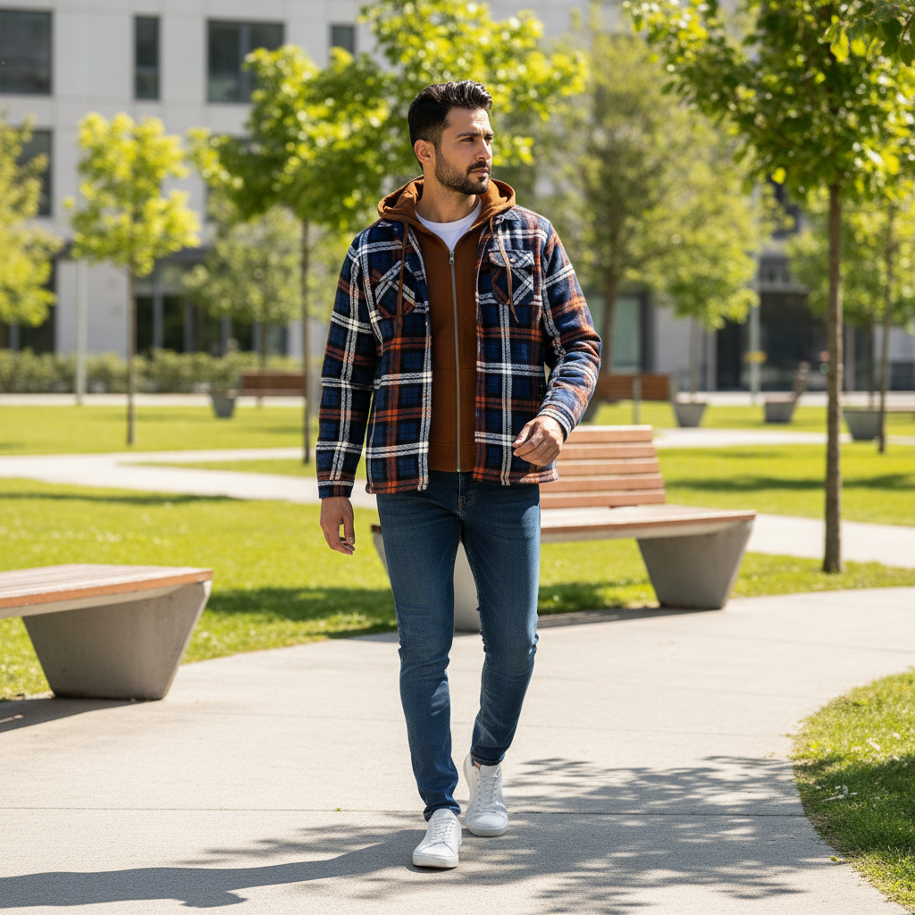 Timber Grid Quilted Hoodie Jacket