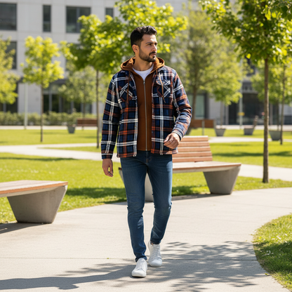 Timber Grid Quilted Hoodie Jacket