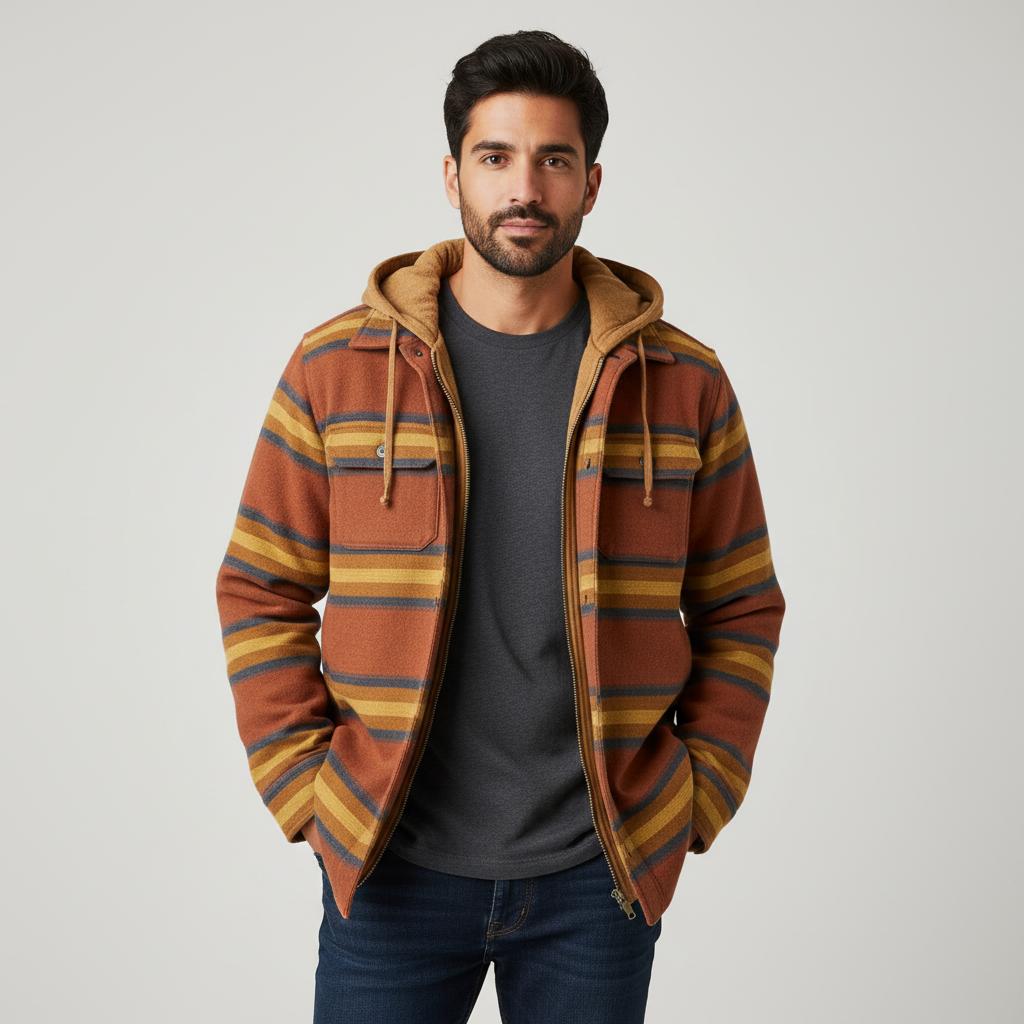 Desert Ridge Quilted Hooded Striped Jacket